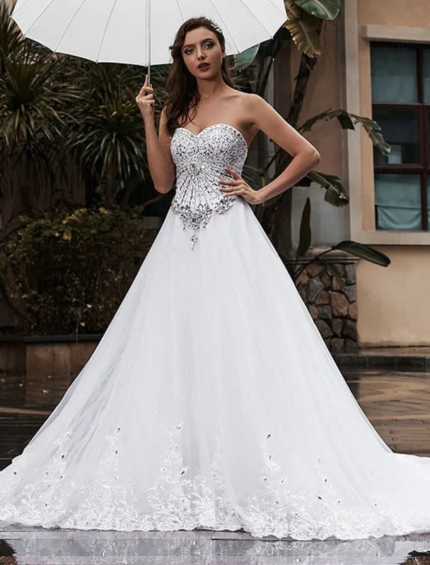 Open Back Dress Customize Wedding Dress A-Line Sweetheart Neck Sleeveless Natural Waist With Train Bridal Dresses Open Back Dress Customize Wedding Dress A-Line Sweetheart Neck Sleeveless Natural Waist With Train Bridal Dresses