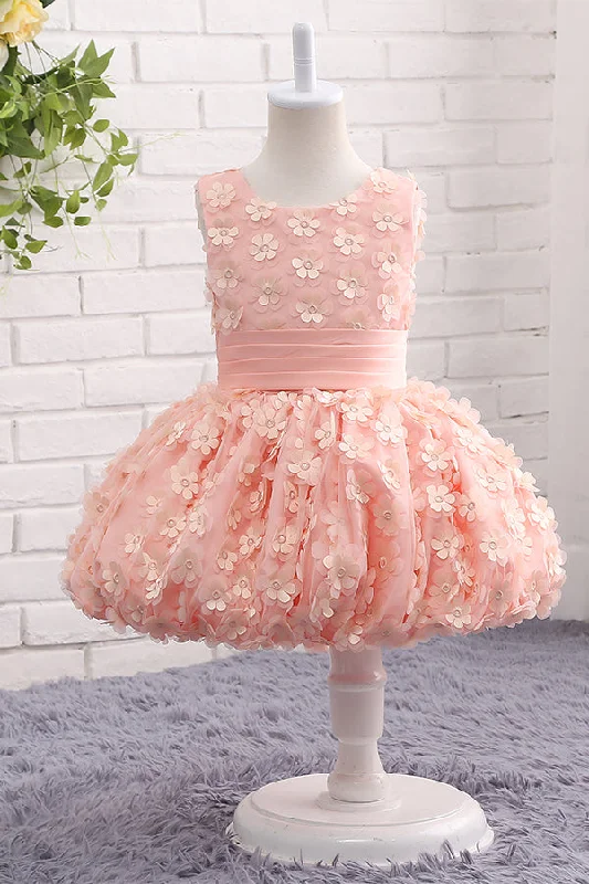 Beaded Evening Dress Cute Mini Flower Girl Dress with Appliques