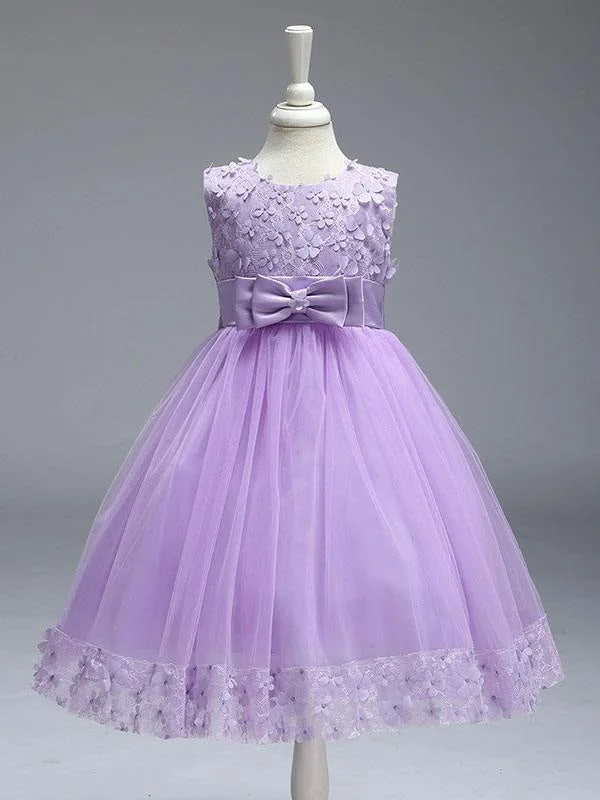 Long Sleeve Dress Cute Princess Flower Girl Dresses Lilac Purple Lace Tulle Ribbon Tutu Party Dress Long Sleeve Dress Cute Princess Flower Girl Dresses Lilac Purple Lace Tulle Ribbon Tutu Party Dress