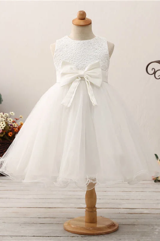 Royal Blue Dress Cute Toddler Appliques White Flower Girl Dress with Bowknot