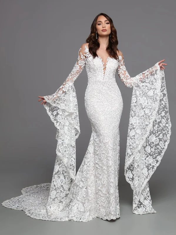 Delicate Lace Dress Davinci Bridal 50735 Long Bell Sleeve Lace Wedding Dress Sheer Mermaid Bridal Gown