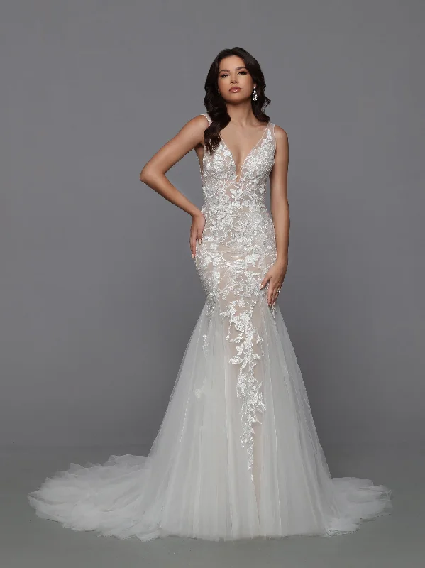 Sheer Panel Dress DaVinci Bridal 50765 Mermaid V-Neck Lace Applique Open Back Train Wedding Gown Sheer Panel Dress DaVinci Bridal 50765 Mermaid V-Neck Lace Applique Open Back Train Wedding Gown