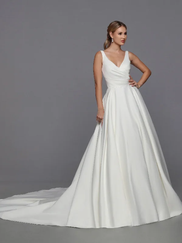 Fancy Embellished Dress DaVinci Bridal 50766 A-Line Ballgown Satin Open Back Pockets Bow Train Wedding Gown Fancy Embellished Dress DaVinci Bridal 50766 A-Line Ballgown Satin Open Back Pockets Bow Train Wedding Gown