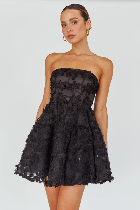 Empire Gown Dori Floral Embellished Mini Dress Black