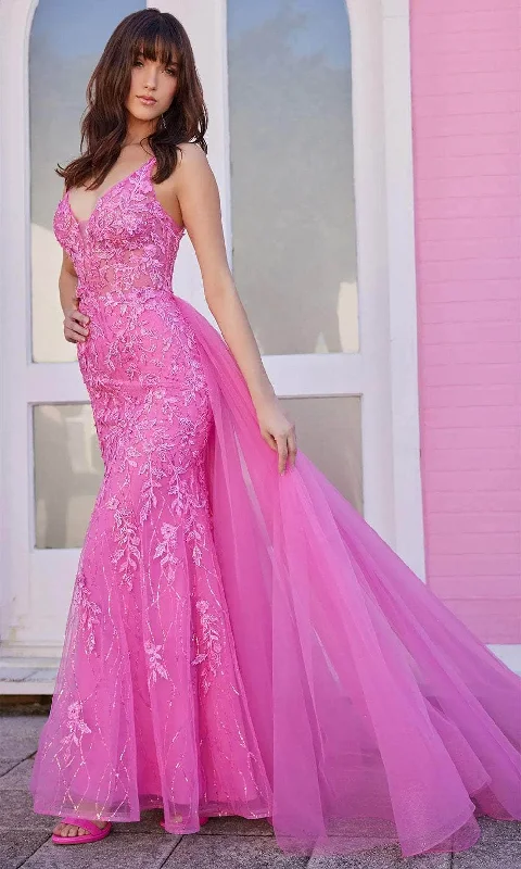 Beaded Dress Ellie Wilde EW35110 - Embroidered V-Neck Prom Gown