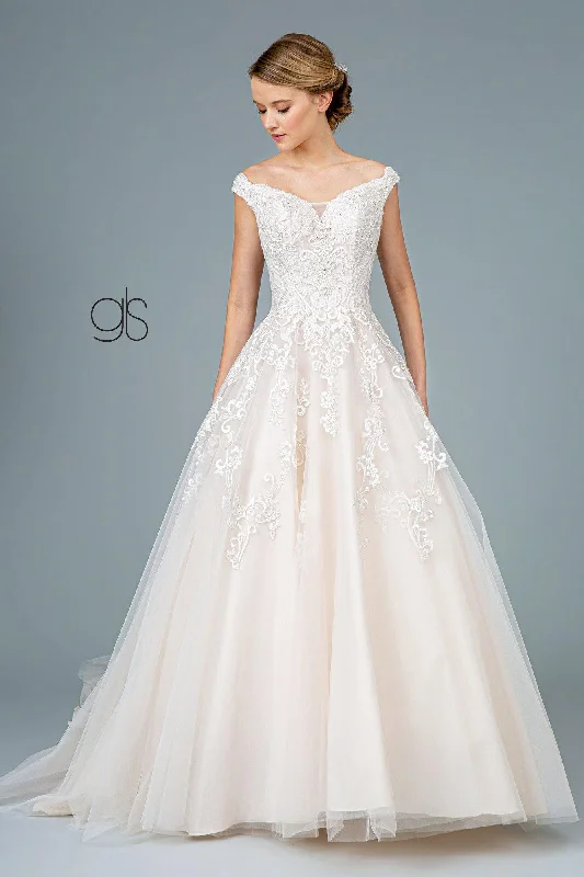 Minimalist Gown Off Shoulder Long A Line Wedding Gown