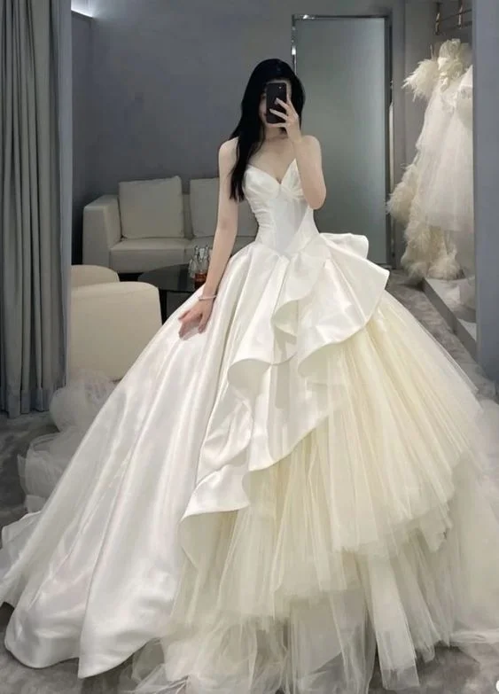 Satin Gown Evening Dresses, Sexy Formal Prom Dresses Wedding Dress     fg2956
