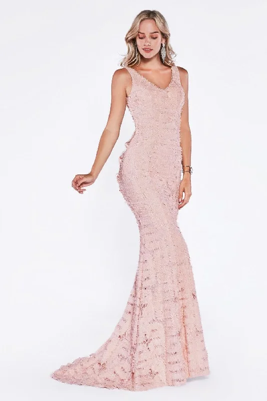 Party Dress Cinderella Divine CD5032 Fitted Long Sleeveless Prom Dress Formal