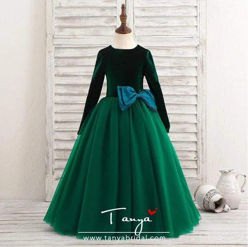 Empire Waist Dress Flower Girls Dresses Jewel Neck Ball Gown Velvet Wedding Girls Party Dress TBF024 Empire Waist Dress Flower Girls Dresses Jewel Neck Ball Gown Velvet Wedding Girls Party Dress TBF024