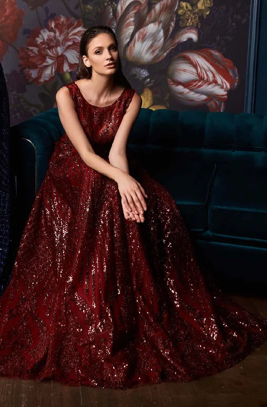 Ball Gown Glam Sequin Dress with a Short Train