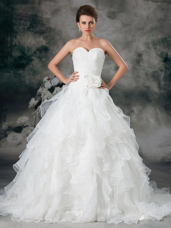 Sheer Panel Dress Glamorous Ivory Ruched Sweetheart Neck A-Line Organza Wedding Dress Sheer Panel Dress Glamorous Ivory Ruched Sweetheart Neck A-Line Organza Wedding Dress