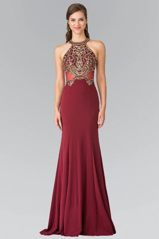 Regal Ball Gown Long Prom Dress with Sheer Back Formal