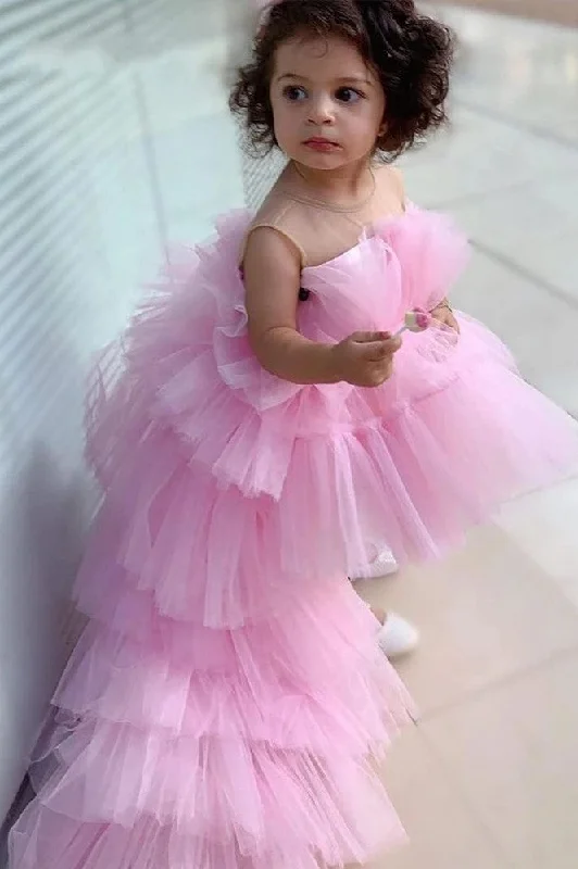 Bodycon Gown High-Low Kid Brithday Dress First Communion Wedding Party Gown