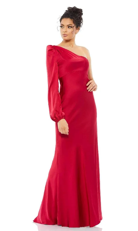 Couture Gown Ieena Duggal - 55401I Blouson Sleeve One Shoulder Satin Gown