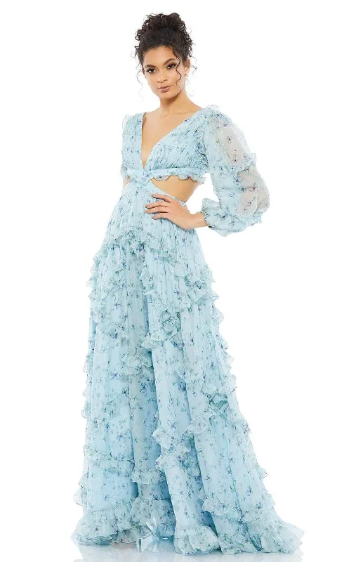 Ruched Satin Dress Ieena Duggal - 70249I Ruffle Rich Floral Enchanting Dress