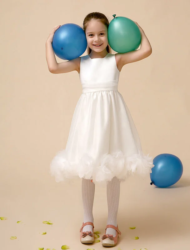 Minimalist Gown Ivory A-Line Princess Jewel Neck Tea-Length Flower Flower Girl Dress Minimalist Gown Ivory A-Line Princess Jewel Neck Tea-Length Flower Flower Girl Dress