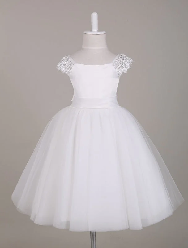 Lavish Evening Gown Ivory Bateau Neck Lace Cap Sleeves Tutu Dress Knee Length Kids Party Dresses Lavish Evening Gown Ivory Bateau Neck Lace Cap Sleeves Tutu Dress Knee Length Kids Party Dresses