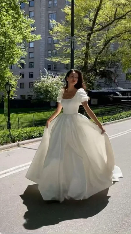 Empire Gown Ivory Long Prom Evening Dresses Simple Wedding Dress      fg2619