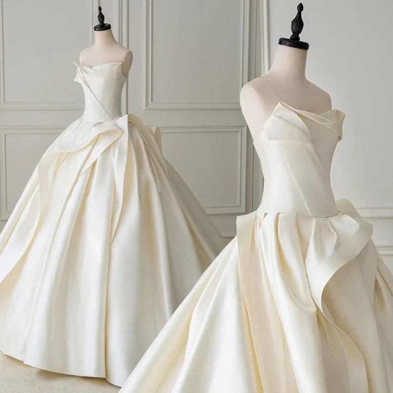 Maxi Formal Dress Ivory Wedding Dress, Satin Wedding Dress, Ball Gown Wedding Dresses fg2572 Maxi Formal Dress Ivory Wedding Dress, Satin Wedding Dress, Ball Gown Wedding Dresses fg2572