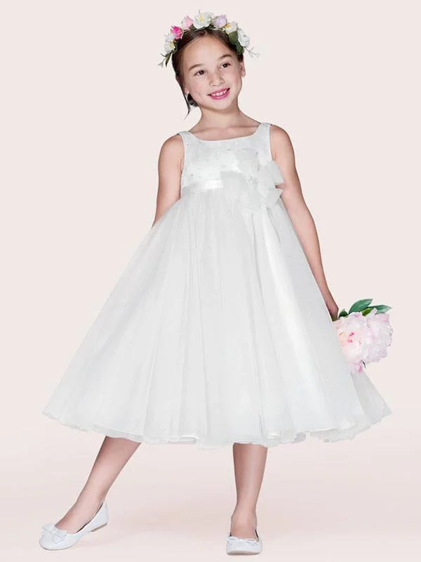 Lace Dress Jewel Neck Sleeveless A-Line Kids Party Dresses Ivory Tulle Flower Girl Dresses Lace Dress Jewel Neck Sleeveless A-Line Kids Party Dresses Ivory Tulle Flower Girl Dresses