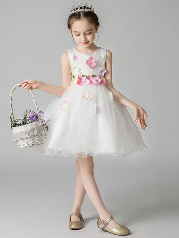 Beaded Dress Jewel Neck Sleeveless Flowers Formal Kids Pageant Dresses Flower Girl Dresses Beaded Dress Jewel Neck Sleeveless Flowers Formal Kids Pageant Dresses Flower Girl Dresses