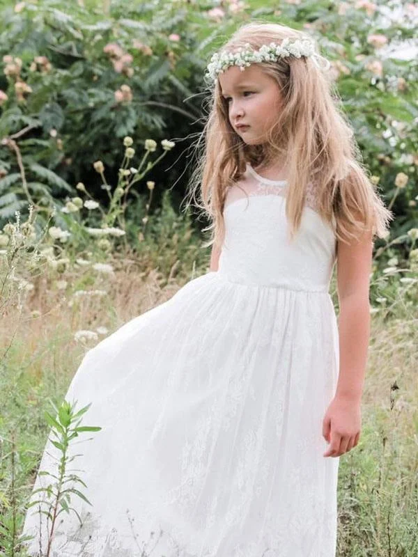 Deep V-Neck Dress Jewel Neck Sleeveless White Flower Girl Dresses Lace Formal Kids Dresses Deep V-Neck Dress Jewel Neck Sleeveless White Flower Girl Dresses Lace Formal Kids Dresses