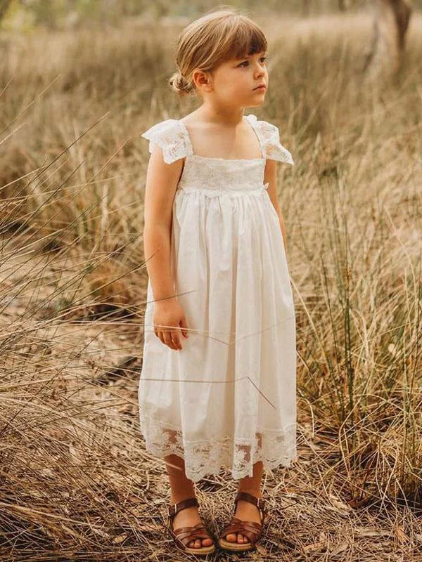 Peplum Dress Jewel Neck Sleeveless White Party Dresses for Kids