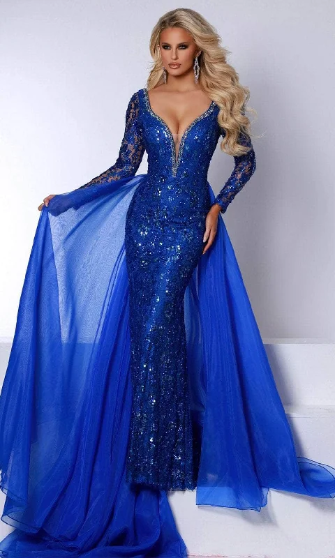 Bow Detail Dress Johnathan Kayne 2732 - Beaded Lace Gown with Overskirt
