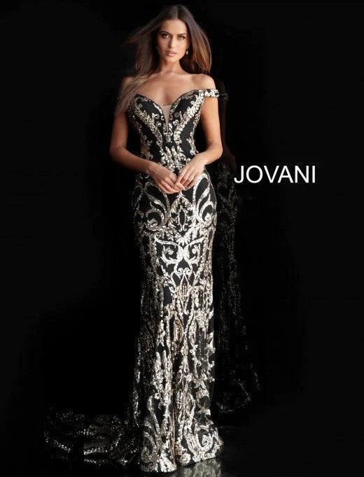 Vivid Color Gown Jovani 63349 Long Formal Off Shoulder Prom Dress Sale
