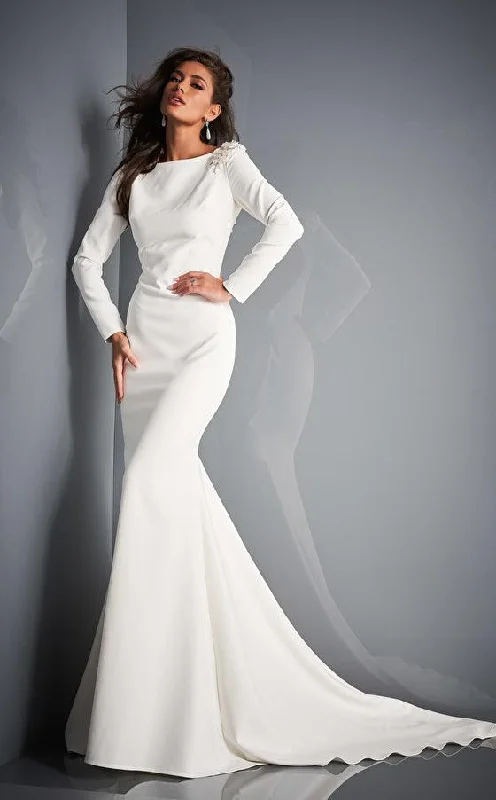 Ruffled Dress Jovani 2508 Long Sleeve Wedding Dress JB