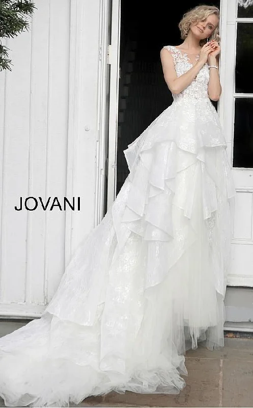Formal Red Dress Jovani 68165 Long Floral Embroidered Wedding Dress JB