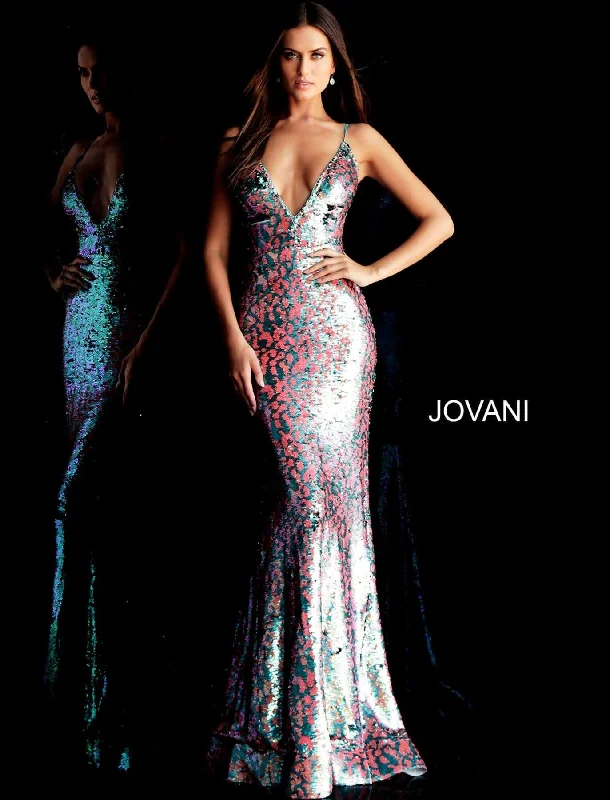 Prom Dress Jovani 67314 Plunging Neck Sequin Long Party Dress Sale