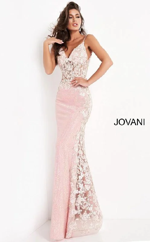 Modest Gown Jovani 06232 Prom Long Floral Bodice Evening Dress