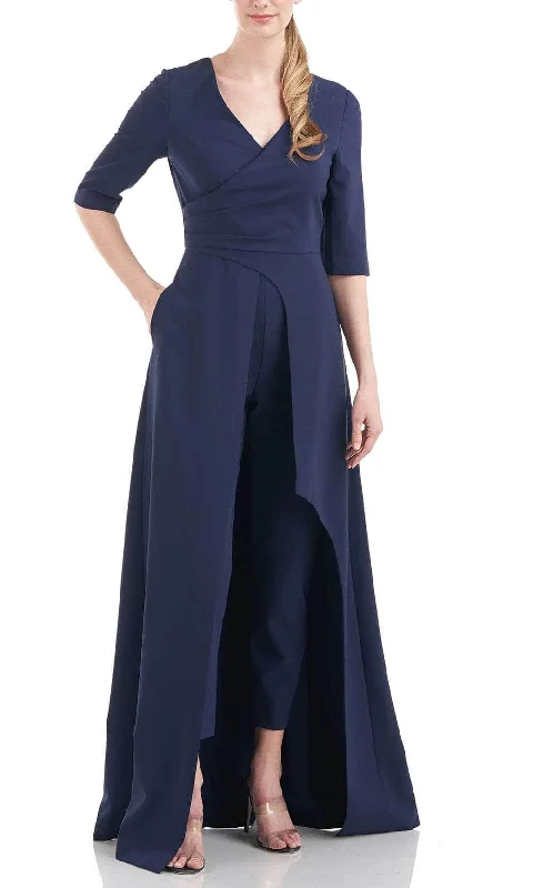 Modern Tulle Dress Kay Unger 5547465 - V-Neck Quarter Sleeve Jumpsuit