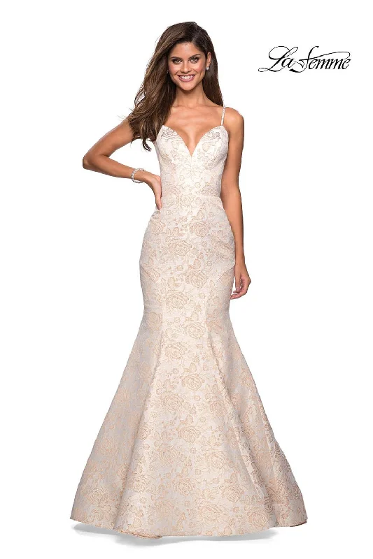 Lace Sleeves Dress La Femme 27310 Dress