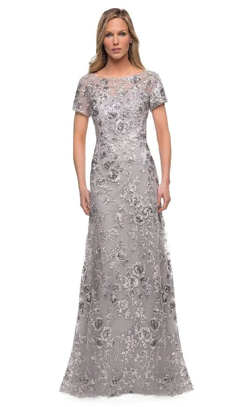 Statement Sleeve Dress La Femme - 29281 Floral Embroidered A-line Mother of the Groom Gown
