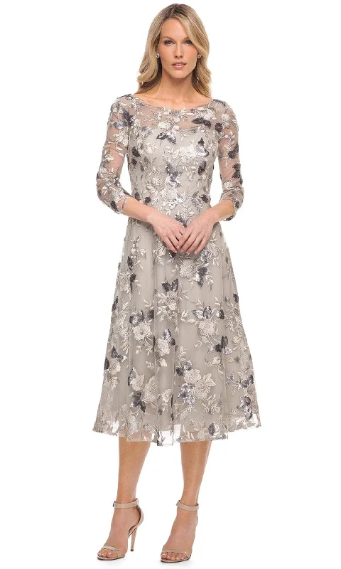 Glamorous Formal Dress La Femme 29988 - Embroidered Tea Length Dress