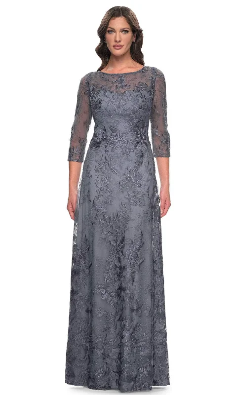 Formal Red Dress La Femme 30060 - Bateau A-Line Formal Dress