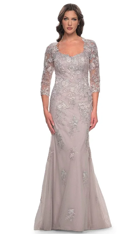 Red Carpet Dress La Femme 30200 - Quarter Sleeve Mermaid Evening Dress