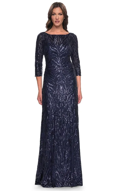 Sheer Panel Dress La Femme 30807 - Fitted Bateau Formal Dress