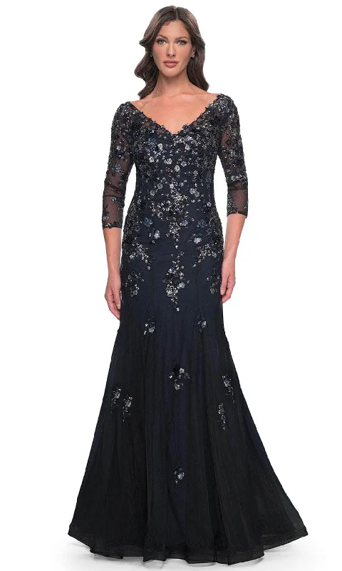 Glamorous Formal Dress La Femme 30860 - Lace Applique Mermaid Prom Gown