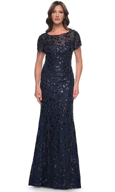Regal Ball Gown La Femme 30877 - Beaded Short Sleeve Long Dress
