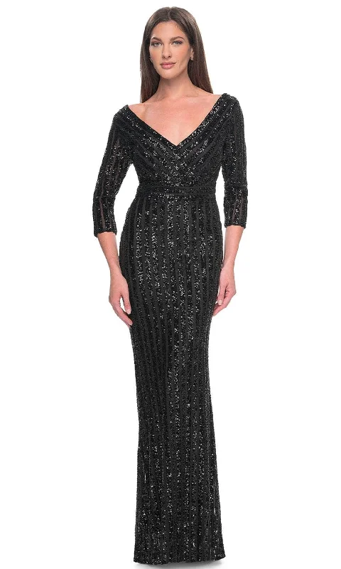 Timeless Gown La Femme 31681 - Sequin Embellished V-Neck Evening Dress