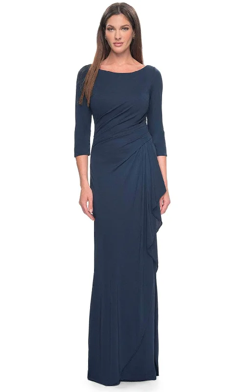 Statement Sleeve Dress La Femme 31705 - Bateau Sheath Formal Dress