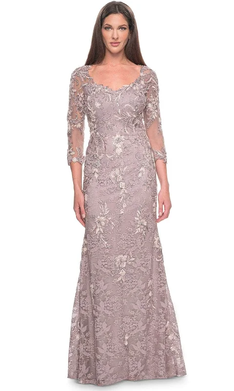 Fancy Evening Dress La Femme 31796 - Beaded Quarter Sleeve Evening Dress