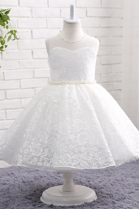 Designer Gown Lace Flower Girl Dress with Pearl