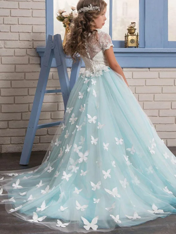 Velvet Dress Lace Short Sleeves Flower Girl Dresses Butterfly Ankle Length Ball Gown Formal Kids Pageant Dresses Velvet Dress Lace Short Sleeves Flower Girl Dresses Butterfly Ankle Length Ball Gown Formal Kids Pageant Dresses