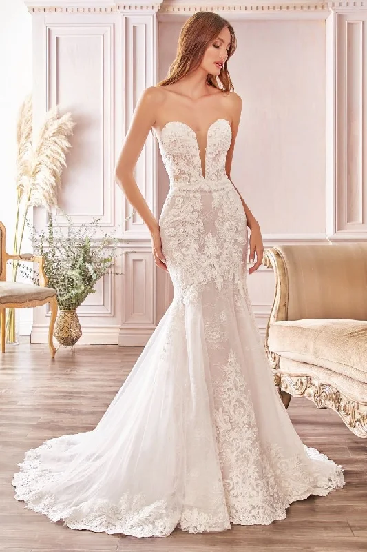 Velvet Dress Ladivine CD928 Long Lace Mermaid Wedding Dress Plunging Neckline Bridal Gown Velvet Dress Ladivine CD928 Long Lace Mermaid Wedding Dress Plunging Neckline Bridal Gown