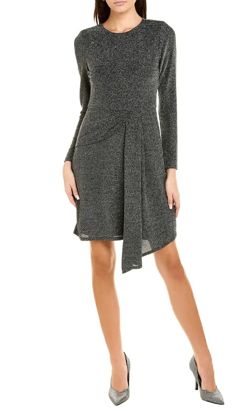 Royal Blue Dress London Times T6499M - Long Sleeve Dangling Skirt Glittered Dress