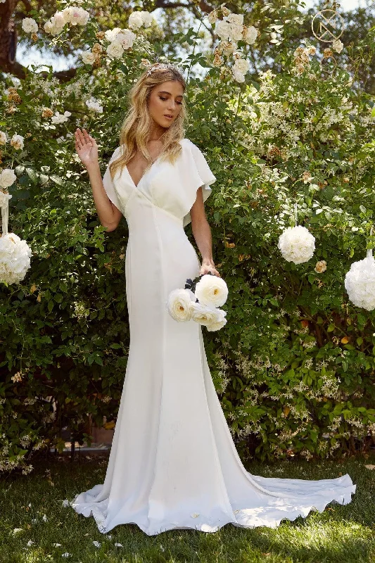 Backless Dress Long A-Line Wedding Gown